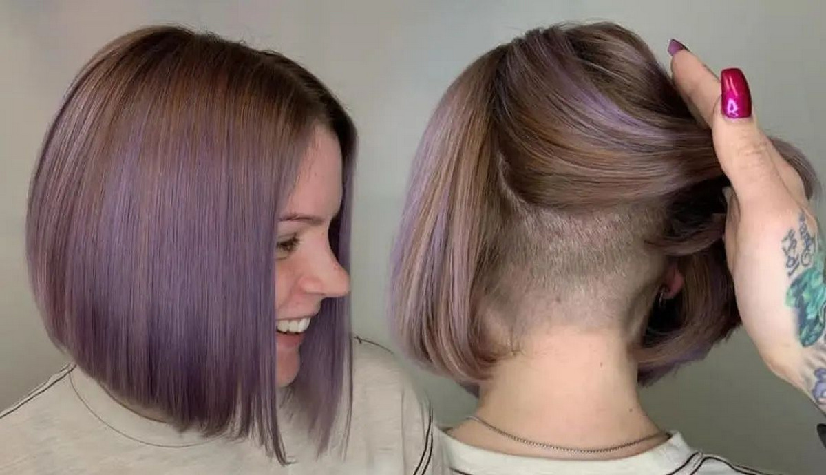 Ombre Purple With Undercut Bob In The Back