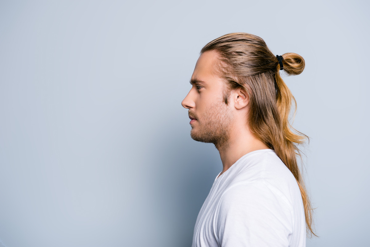 Half Up, Half Down Man Bun For Long Hair