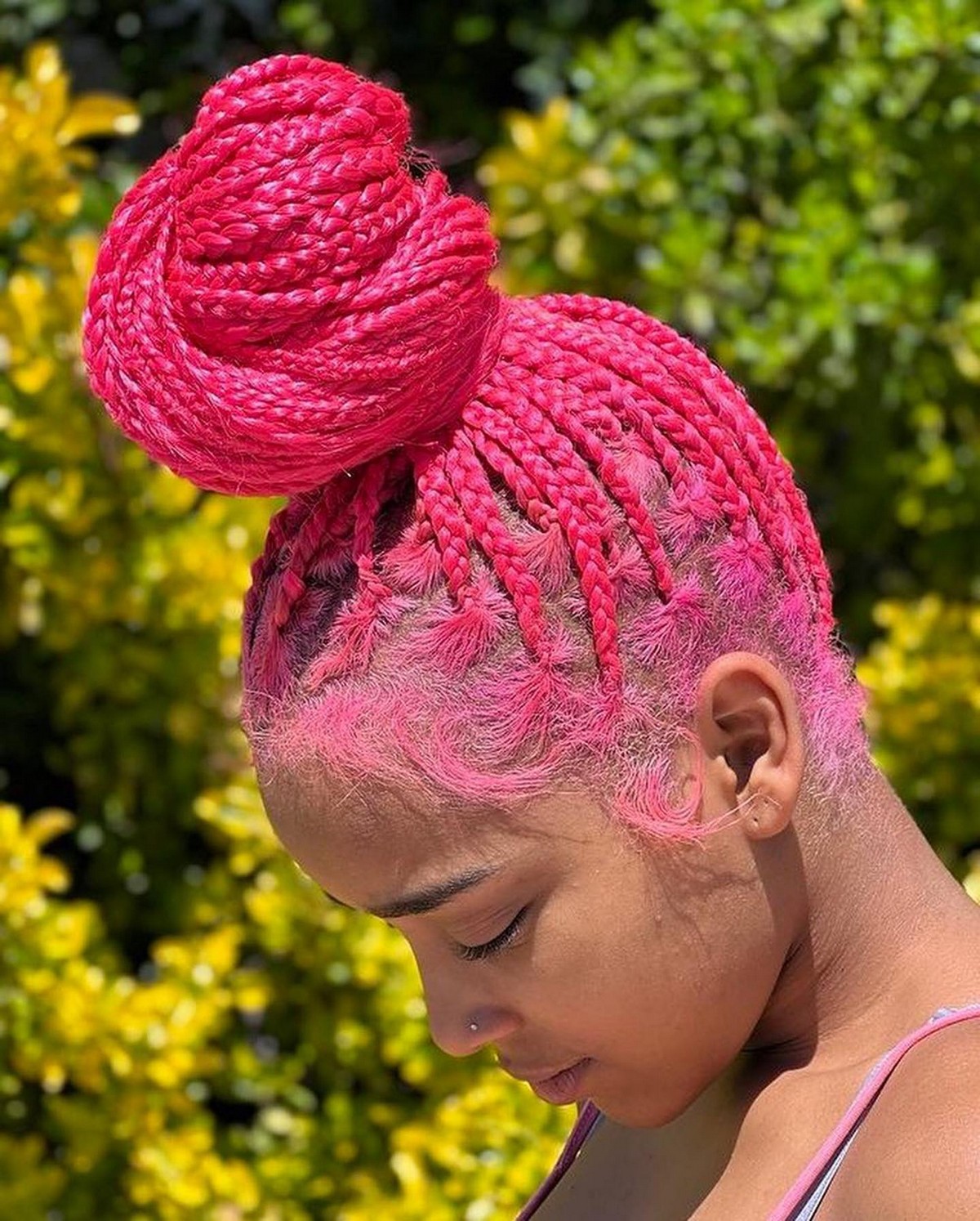 Pink Medium Box Braids