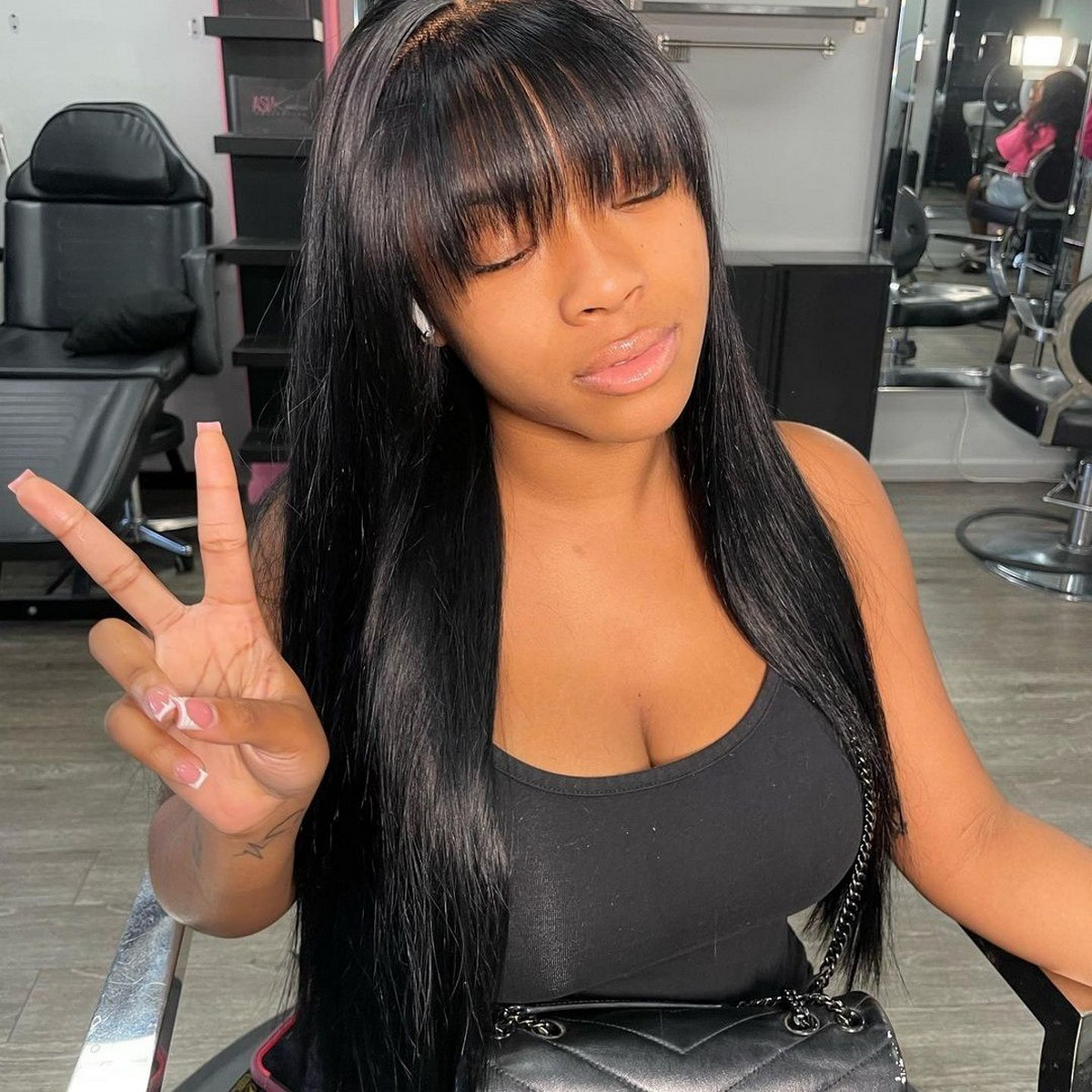 Black Straight Hair With Bangs