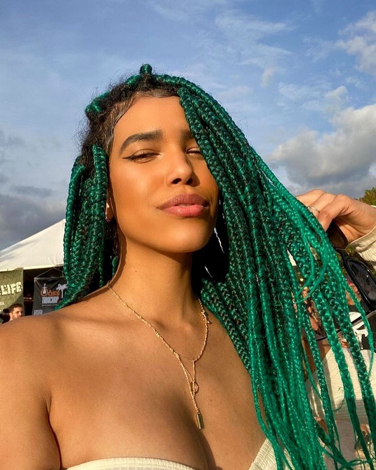 Green Medium Box Braids