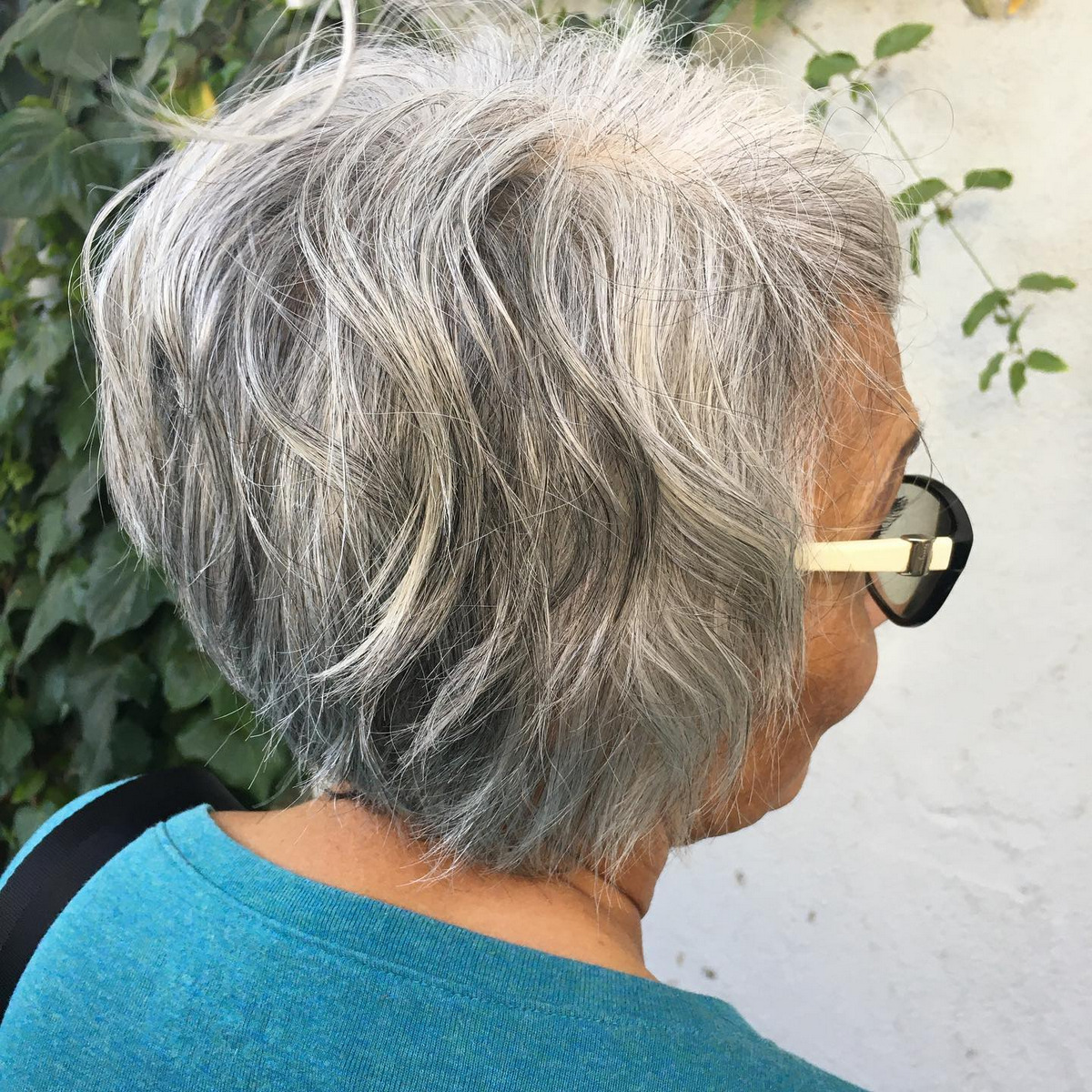 Short Layered Gray Bob For Older Women