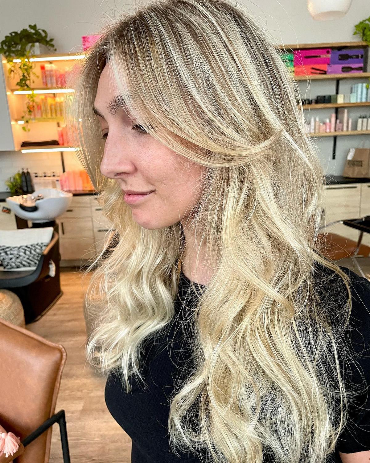 Blonde Medium Hair With Bangs And Layers