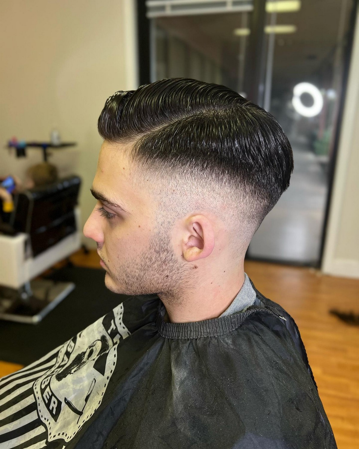 Black Shine Side Part Zero Fade