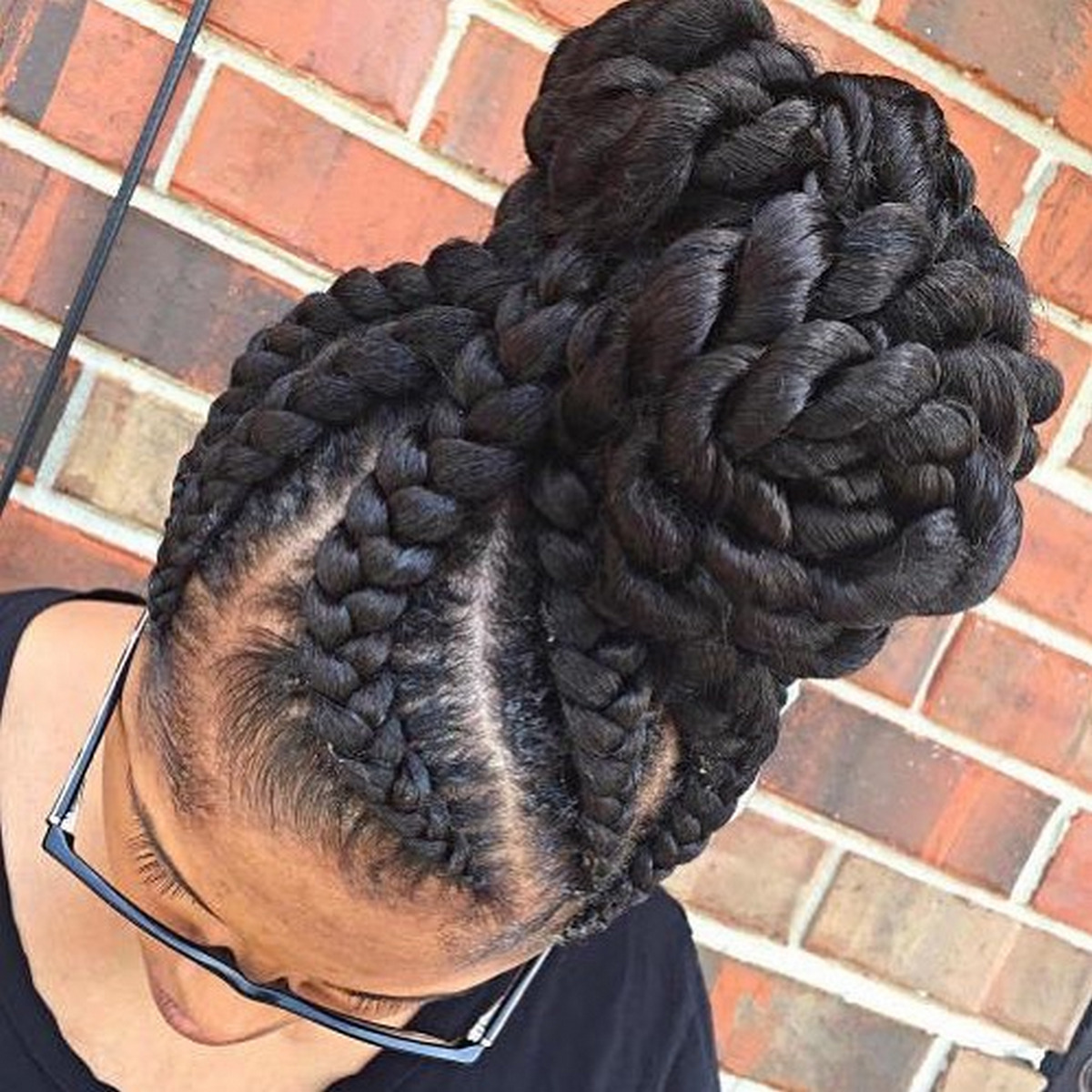 Chunky Goddess Braids into High Bun