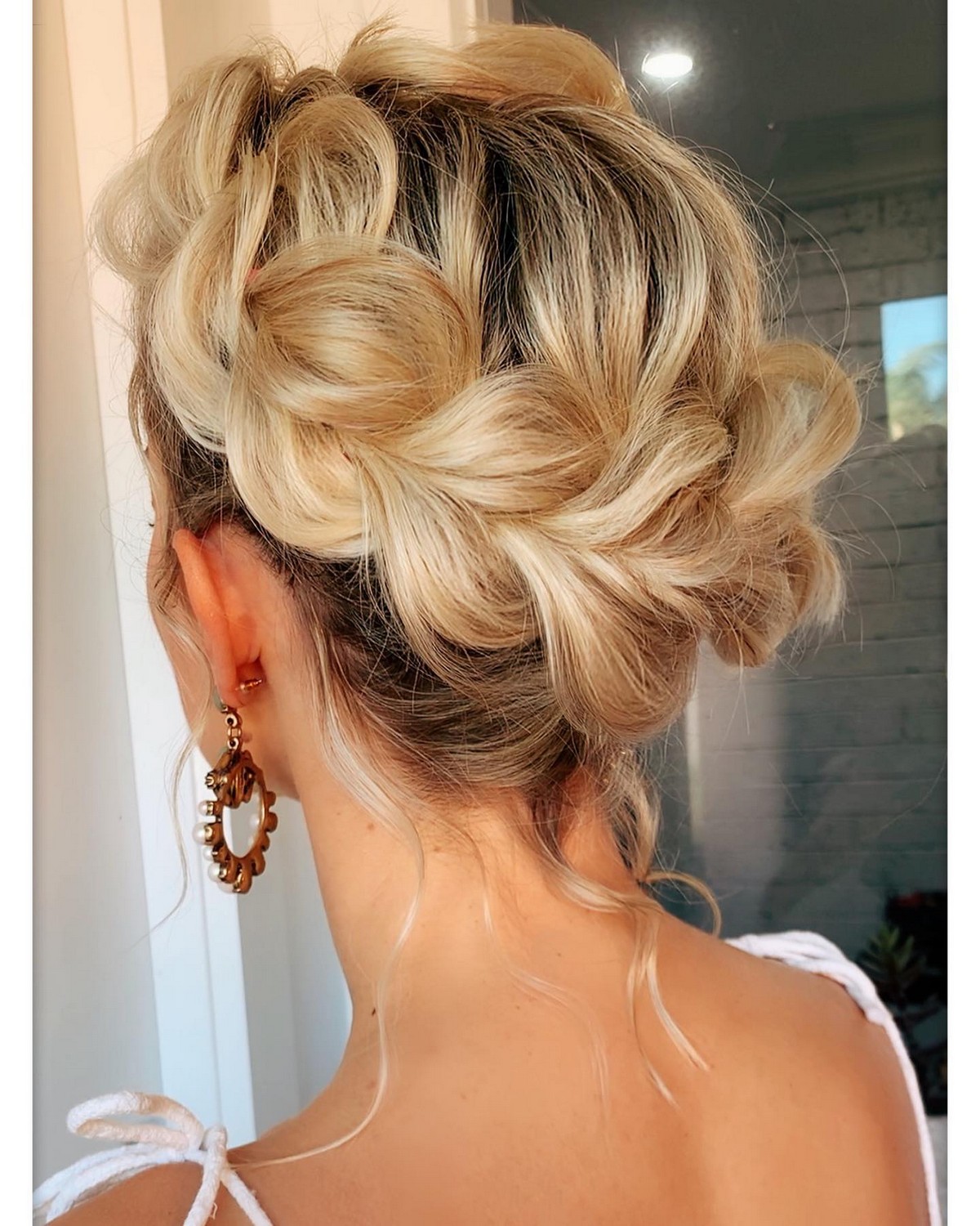 Golden Blonde Side Braid With Dark Root