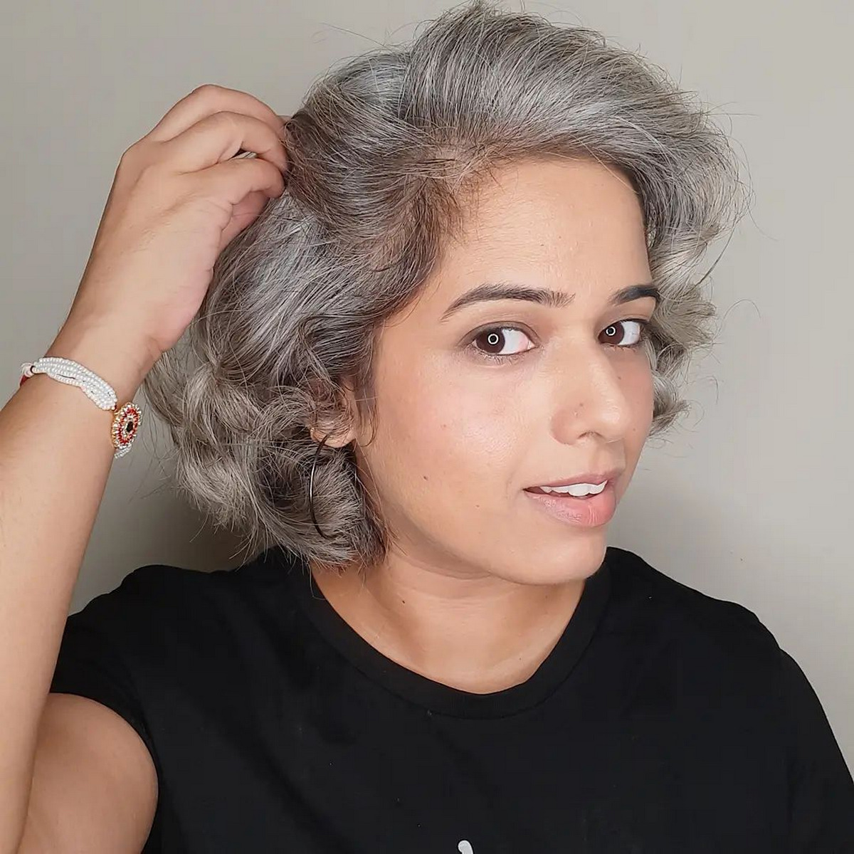 Natural Gray Ash Wave Short Hair