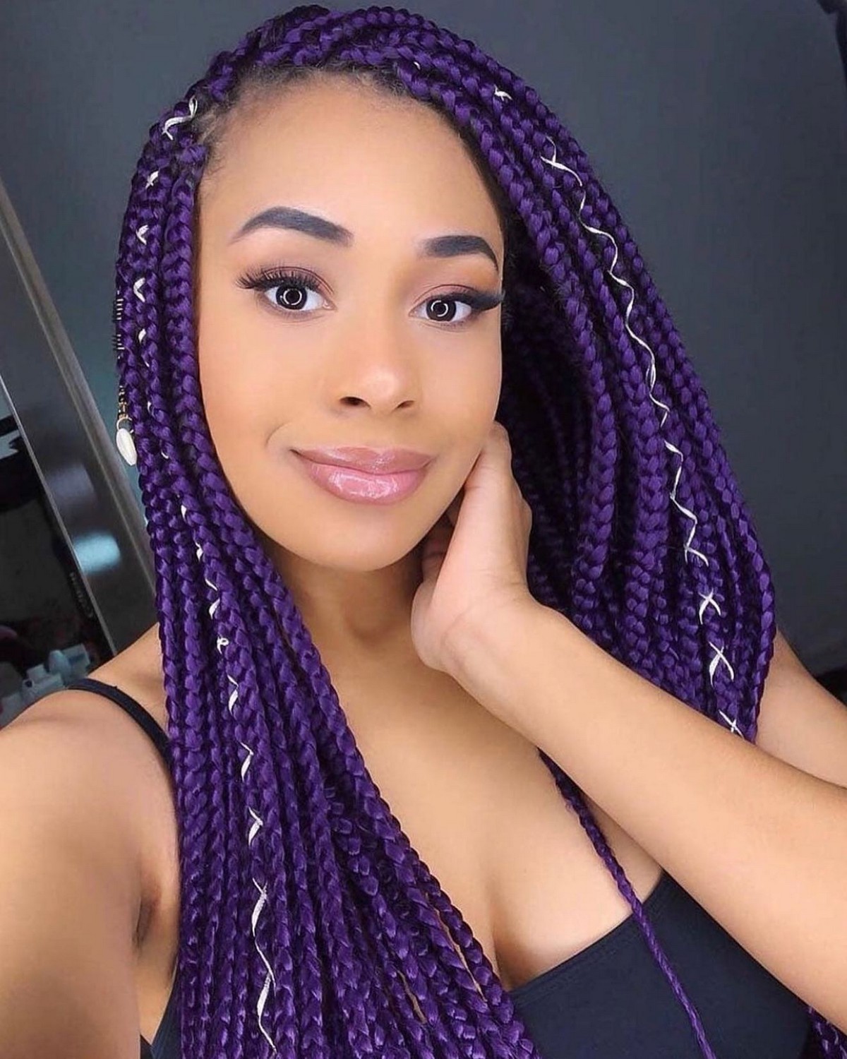 Purple Medium Box Braids