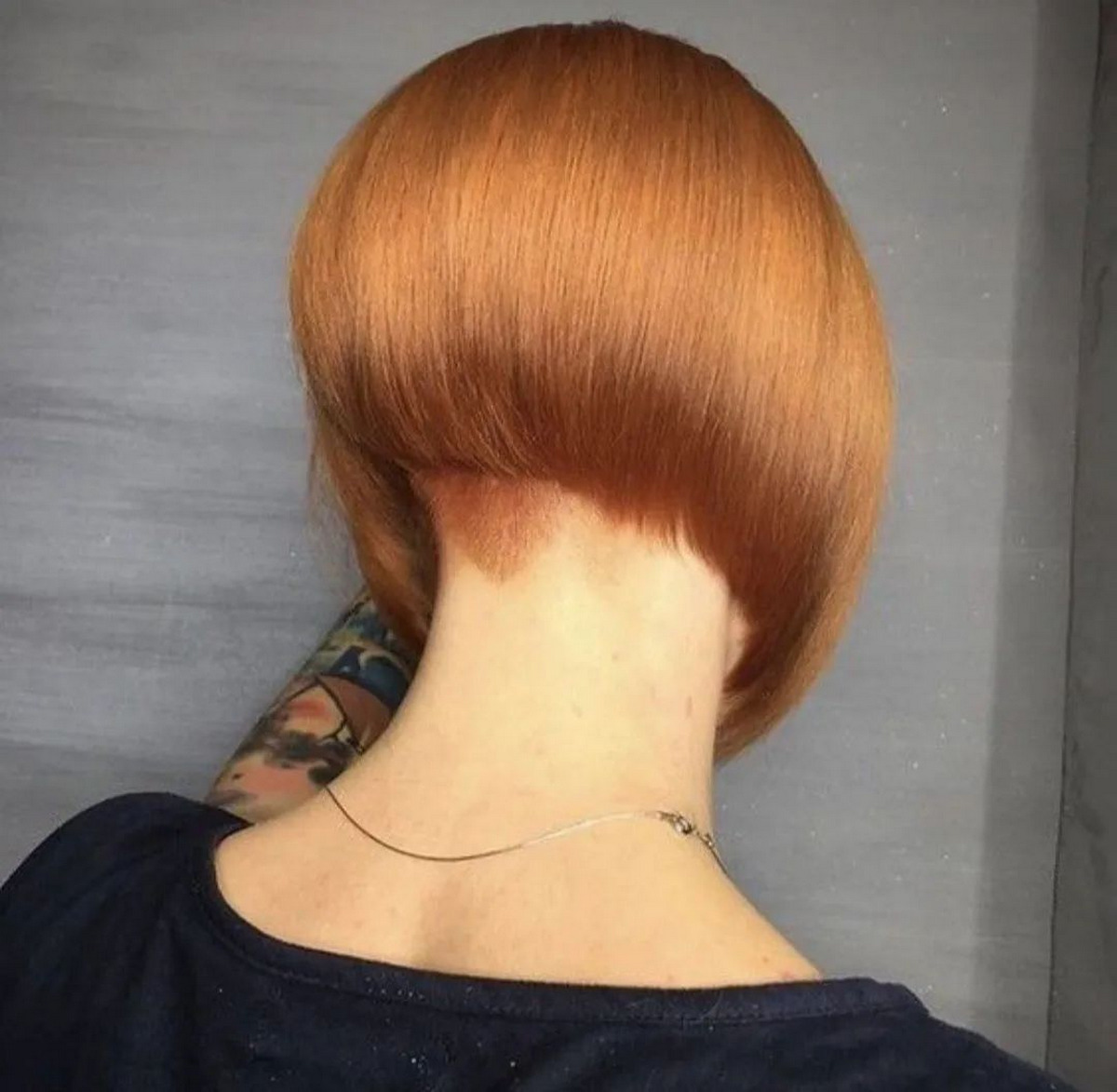 Shiny Blonde Undercut Bob With Textured In Back