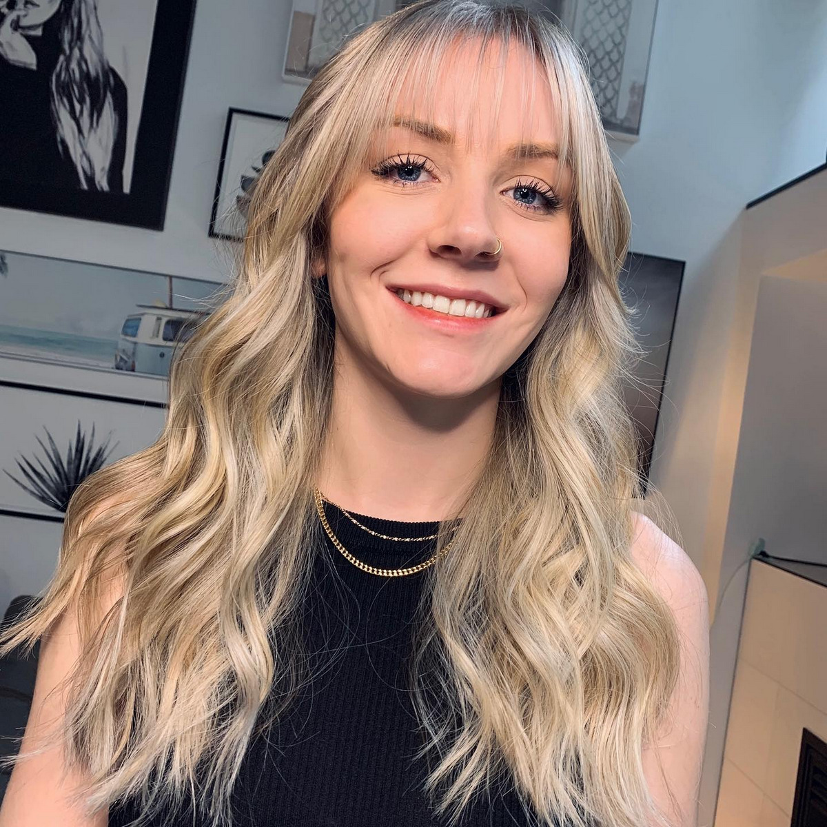 Blonde Wave Long Hair With See-Through Wispy Bangs