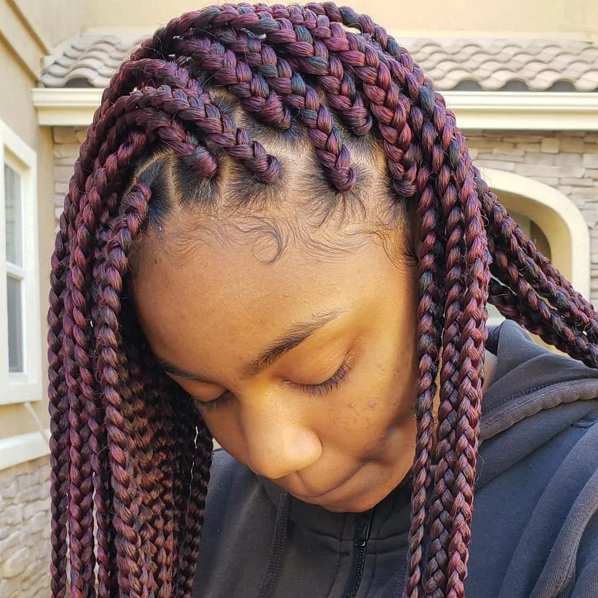 Burgundy Medium Box Braids