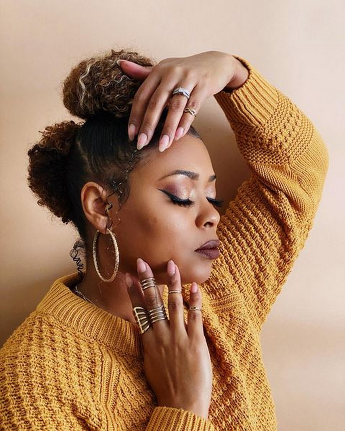 Half-Up Half-Down Curly Two Bun