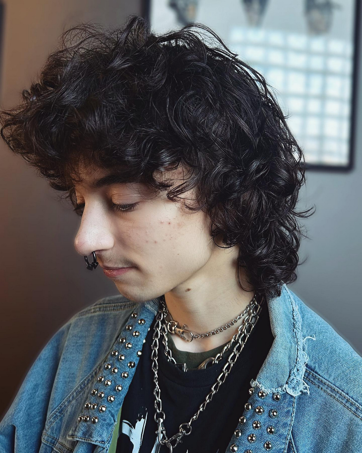 High Volume Curly Mullet Haircut
