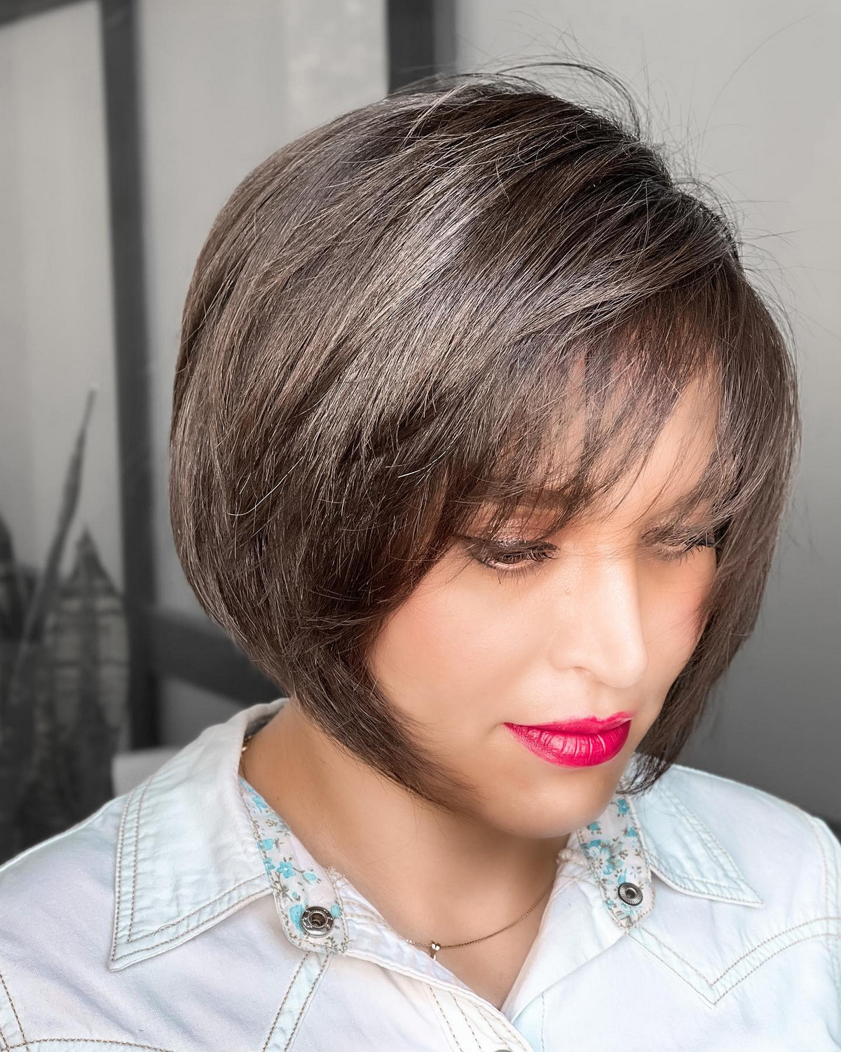 Asymmetrical Bob With Side Swept Bangs