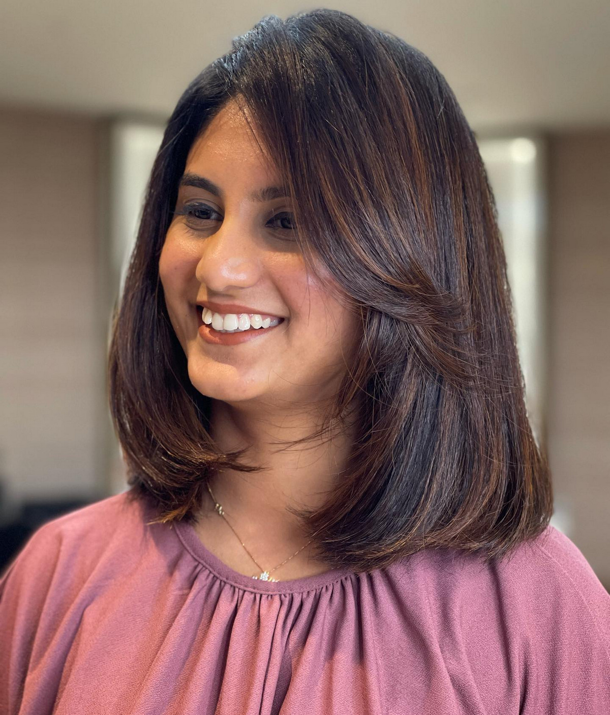 Long Thick Bob With Long Feather Bangs