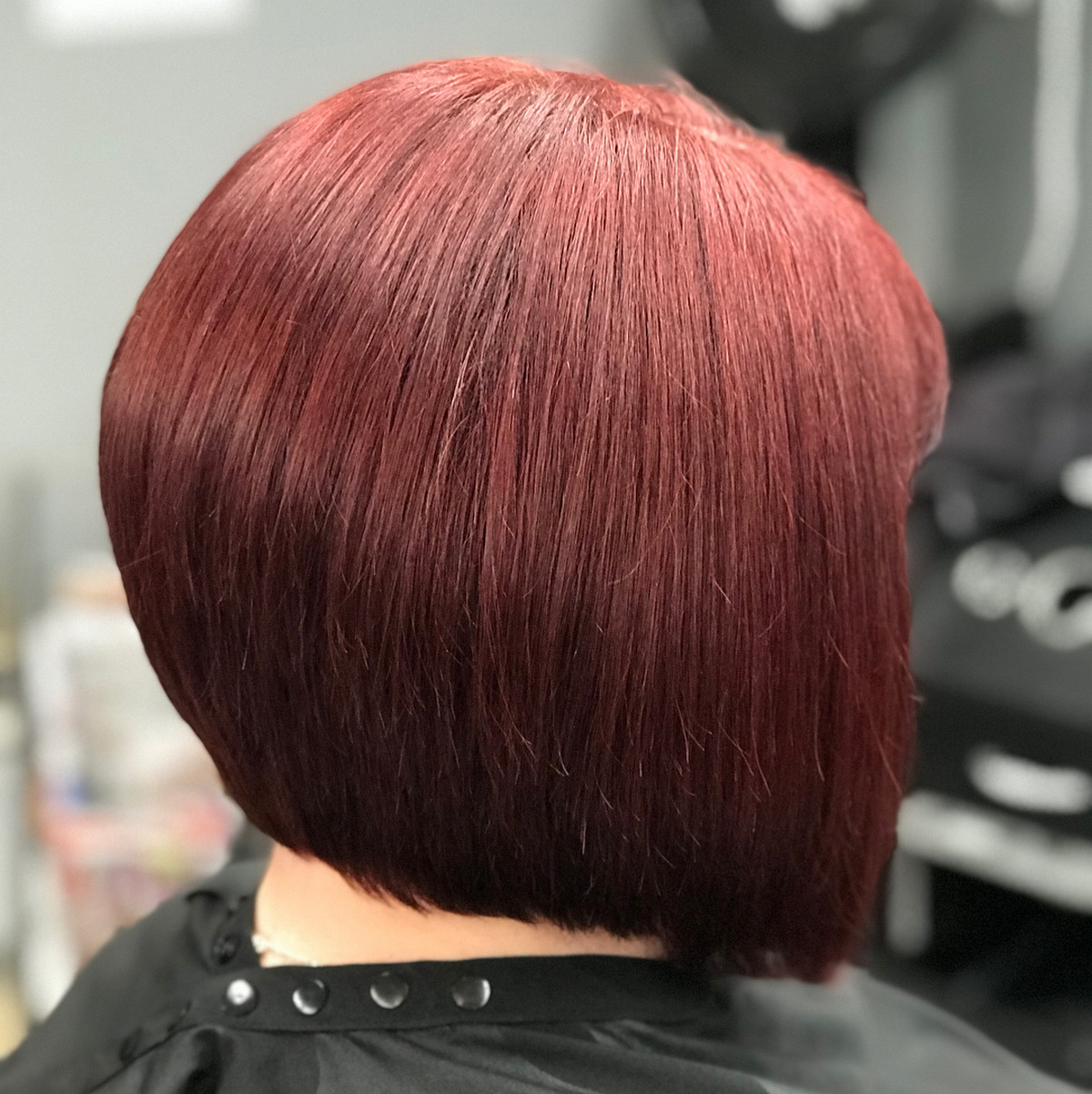 Sleek Red Inverted Bob