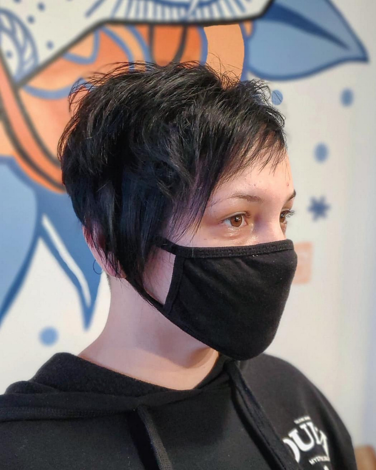 Black Asymmetrical Pixie