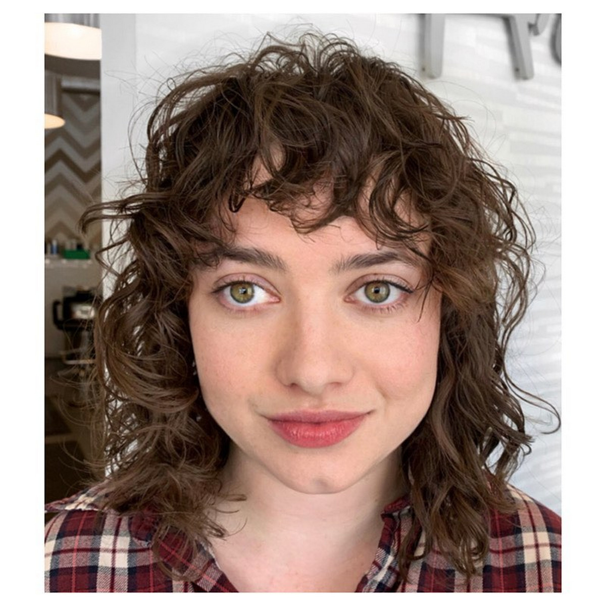 Curly Layered Bob With Curly Bangs