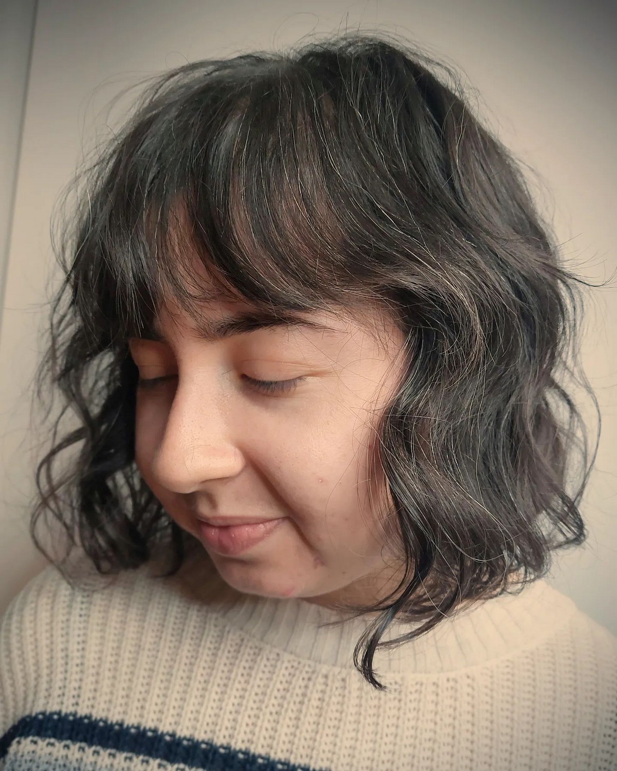Wavy Bob With Bangs