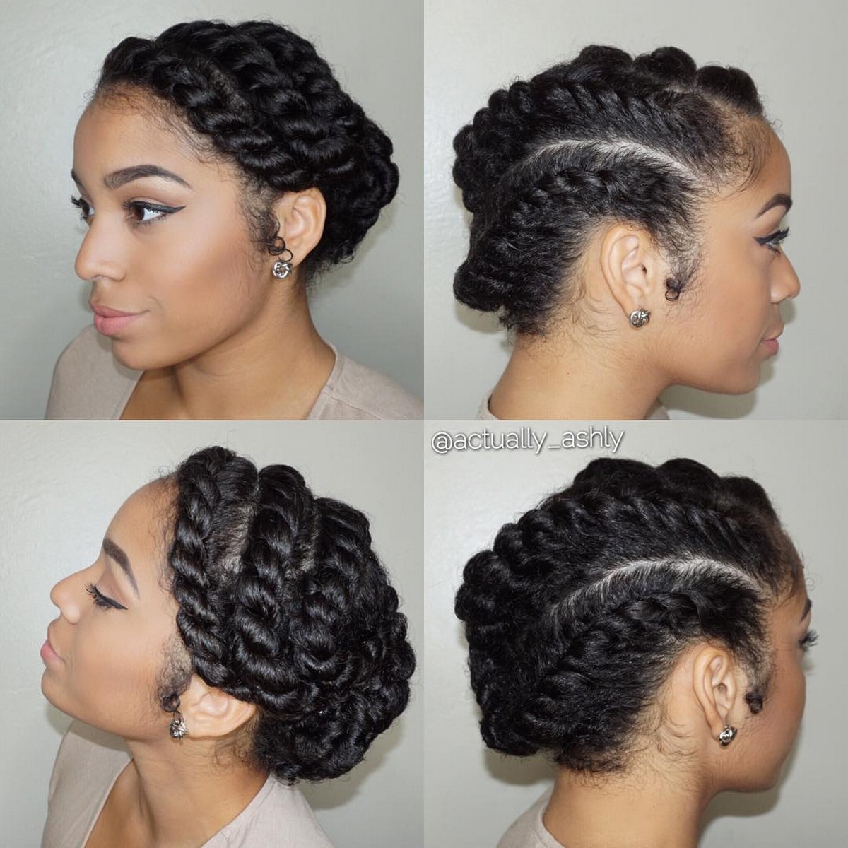 Asymmetrical Updo With Chunky Twist Braids