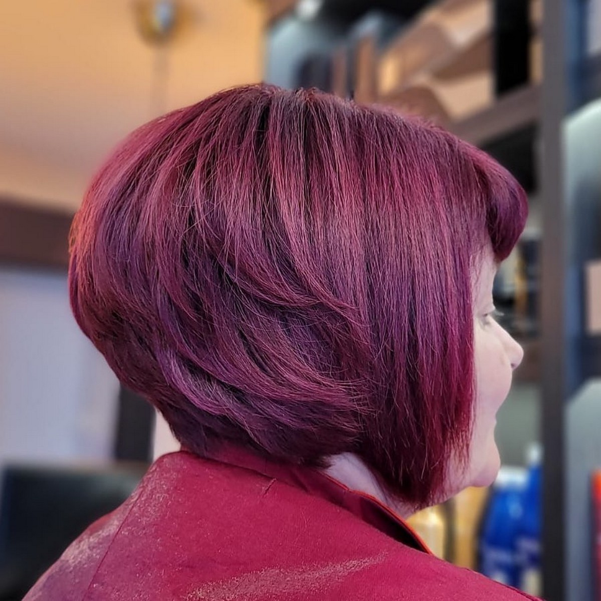 Short Bob With Plum Hair Color