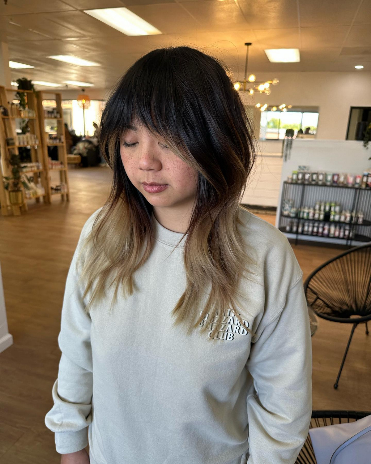 Ombre Shag Hair With Wispy Bangs