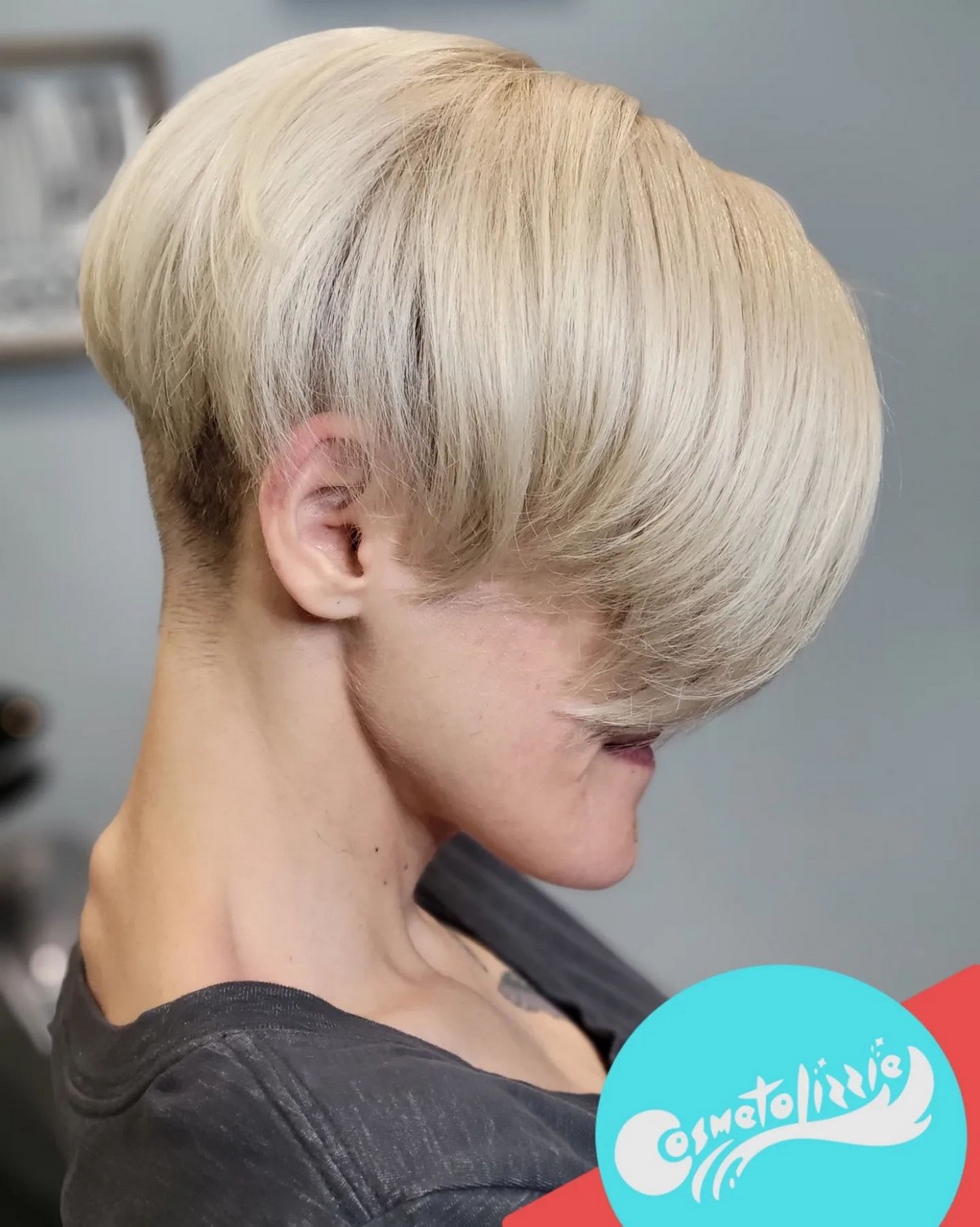 Platinum Pixie Cut With Long Bangs