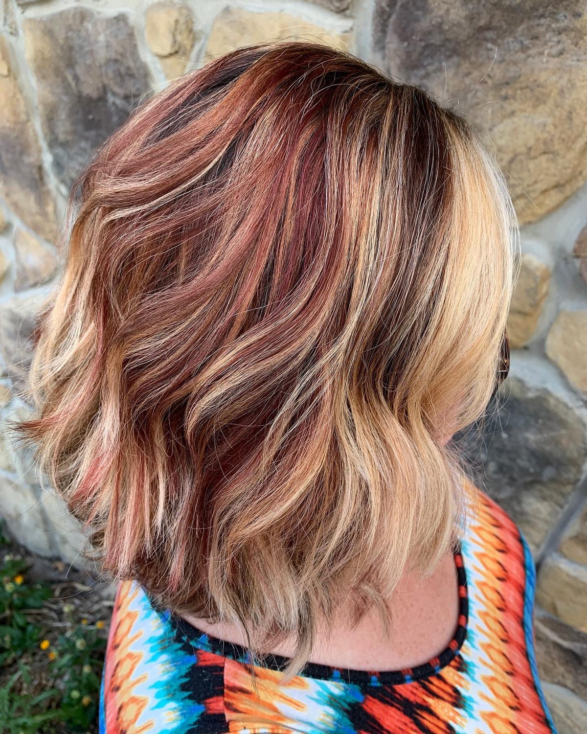Blonde And Red Balayage