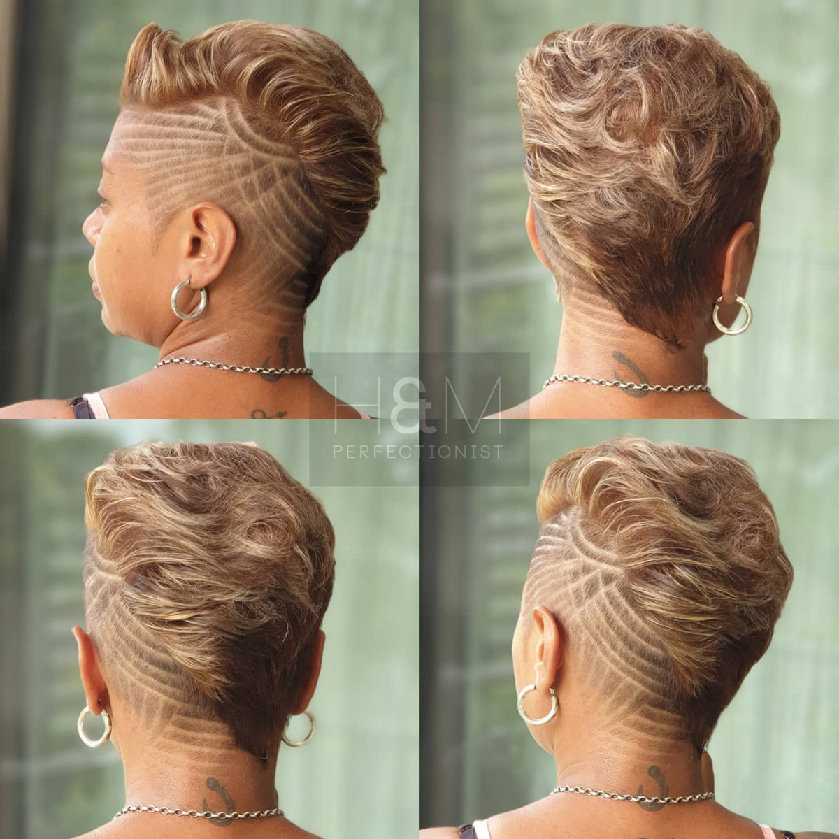 Half Shaved Blonde Custom Tattoo Hair