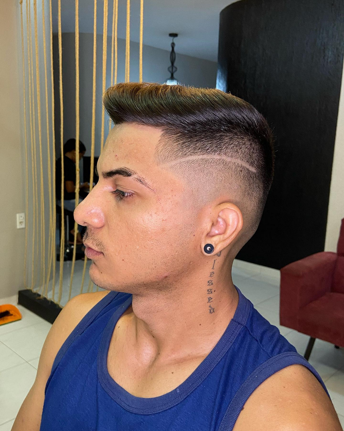 High Fade With A Line-Up