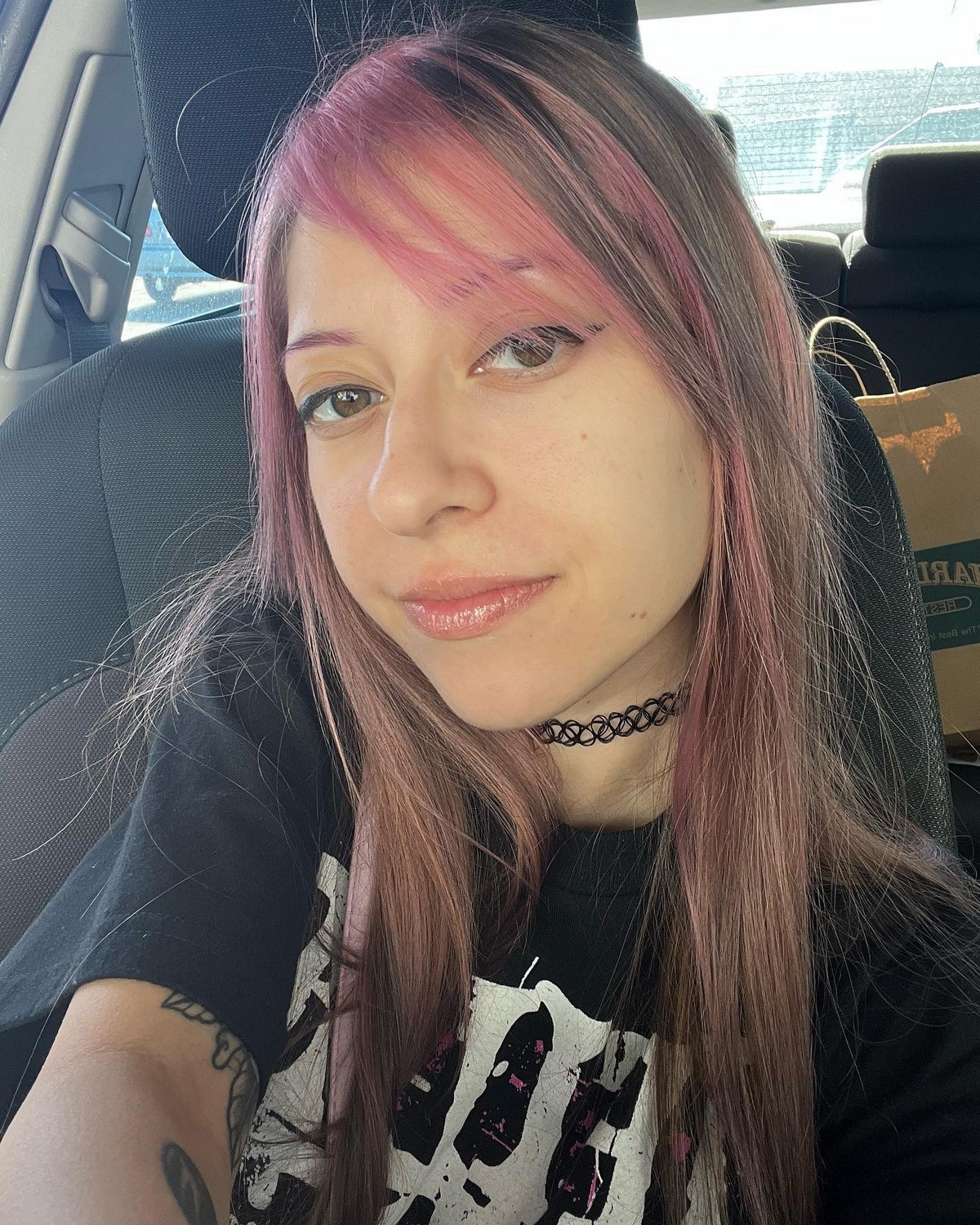 Pink Highlight Thin Hair With Side Bangs