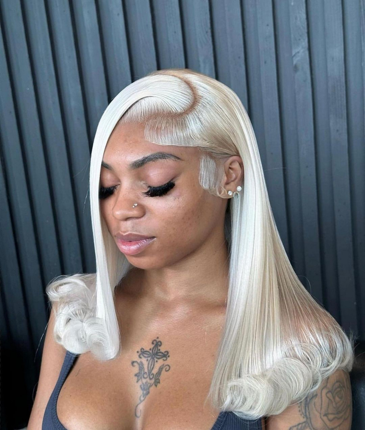Tousled Blonde Straight Hair
