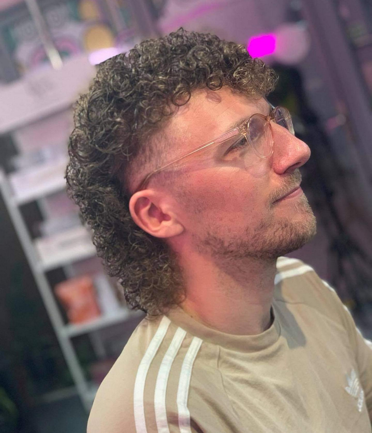 Curly Mullet With Shaved Sides