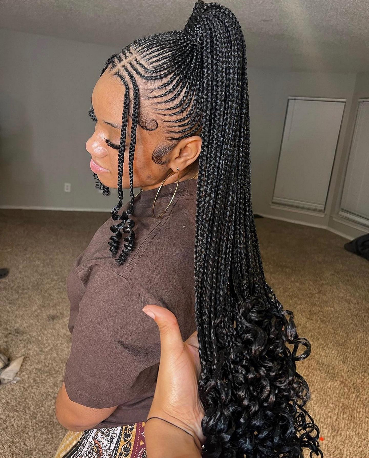 Feed-In Micro Braids And Ponytail