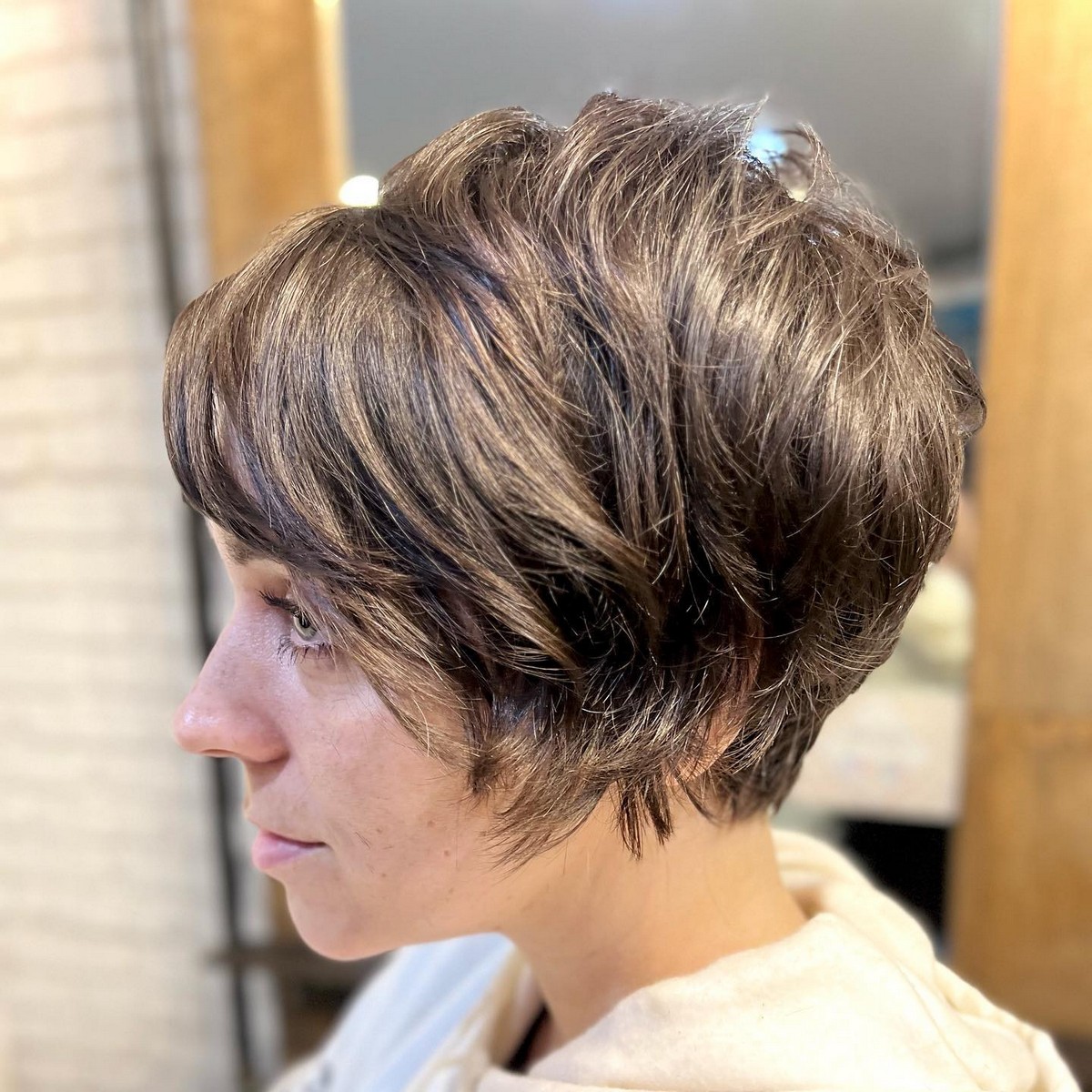Pixie Textured Cut With Side Swept Bangs