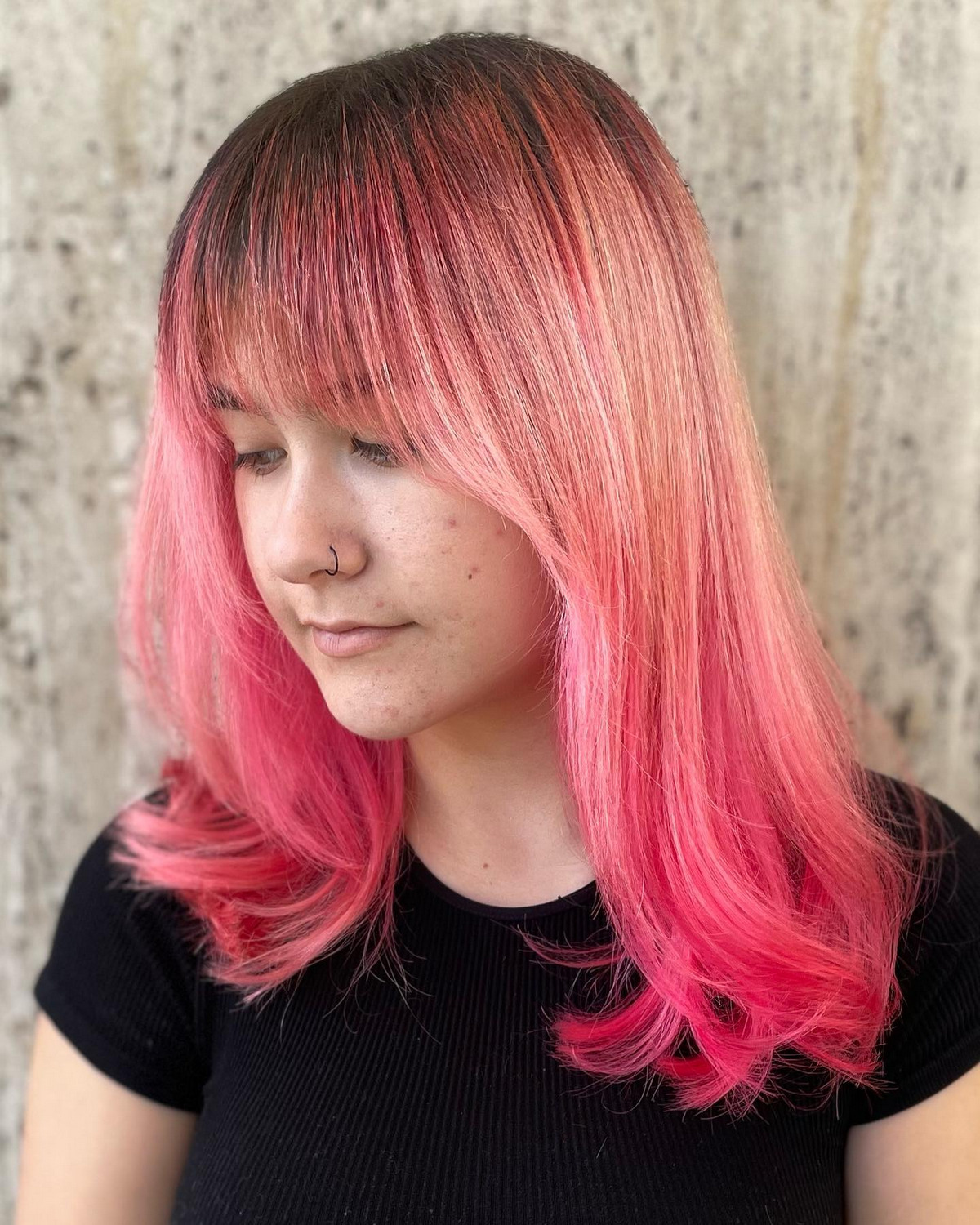 Ombre Pink With Wispy Bangs