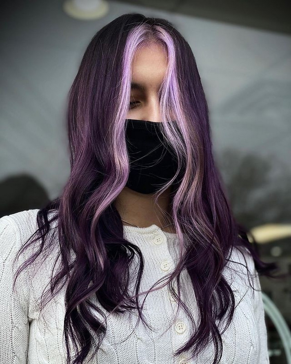 Plum Hair With Lavender Money Pieces