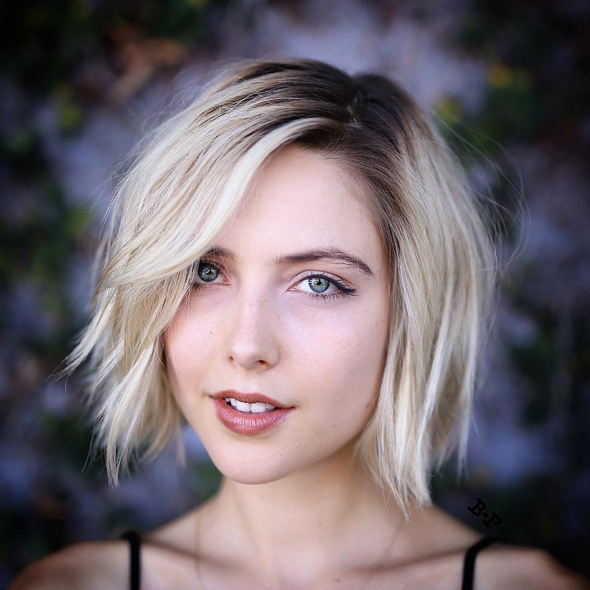 Shaggy Blonde Bob With Root Fade