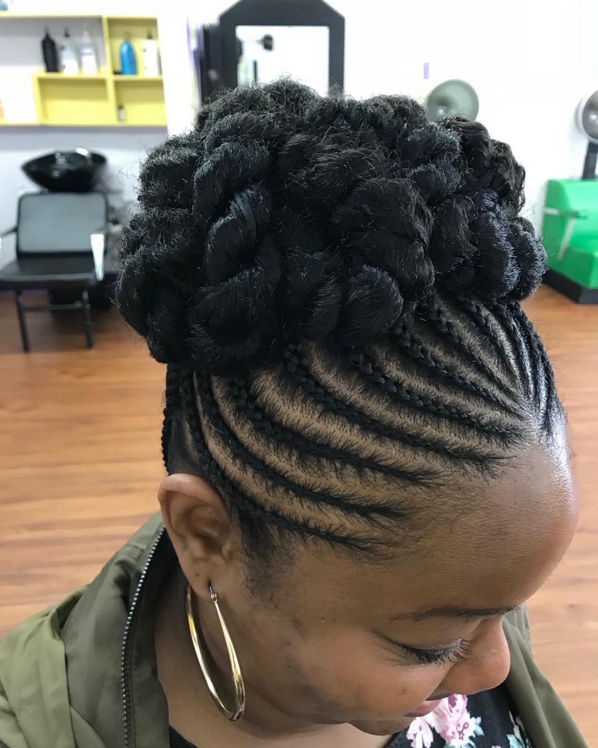 Tiny Cornrows With Lush Twisted Bun