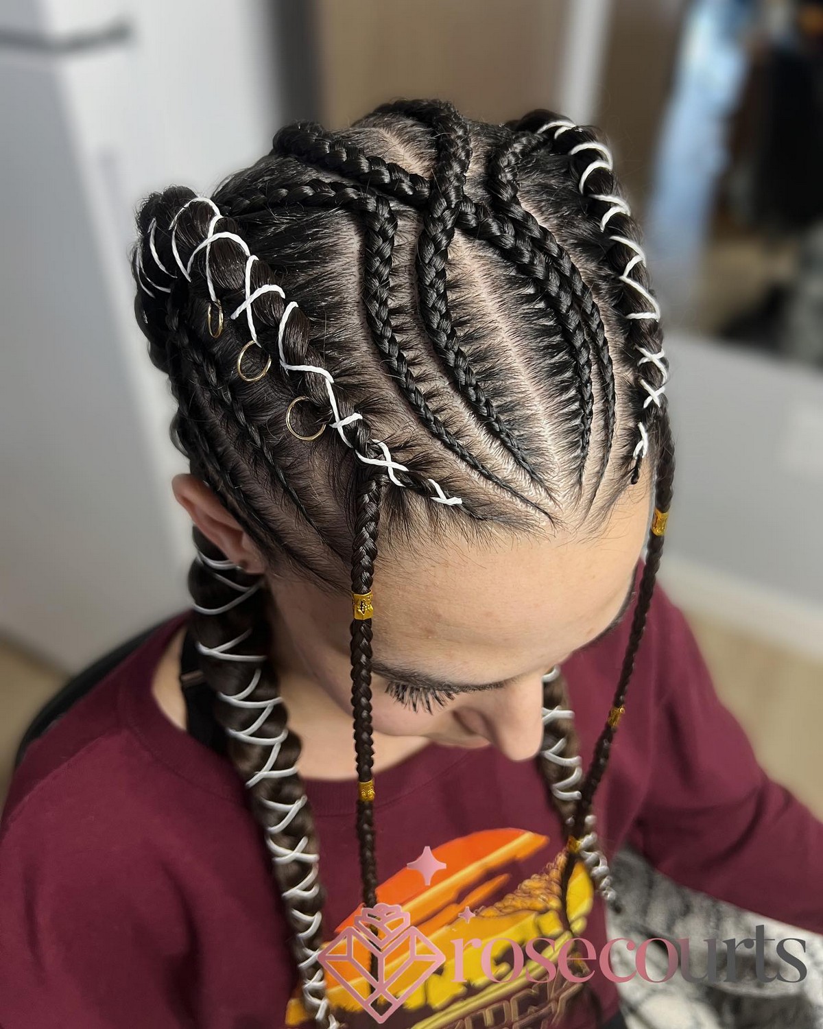 French Braid With Medium Box Braids