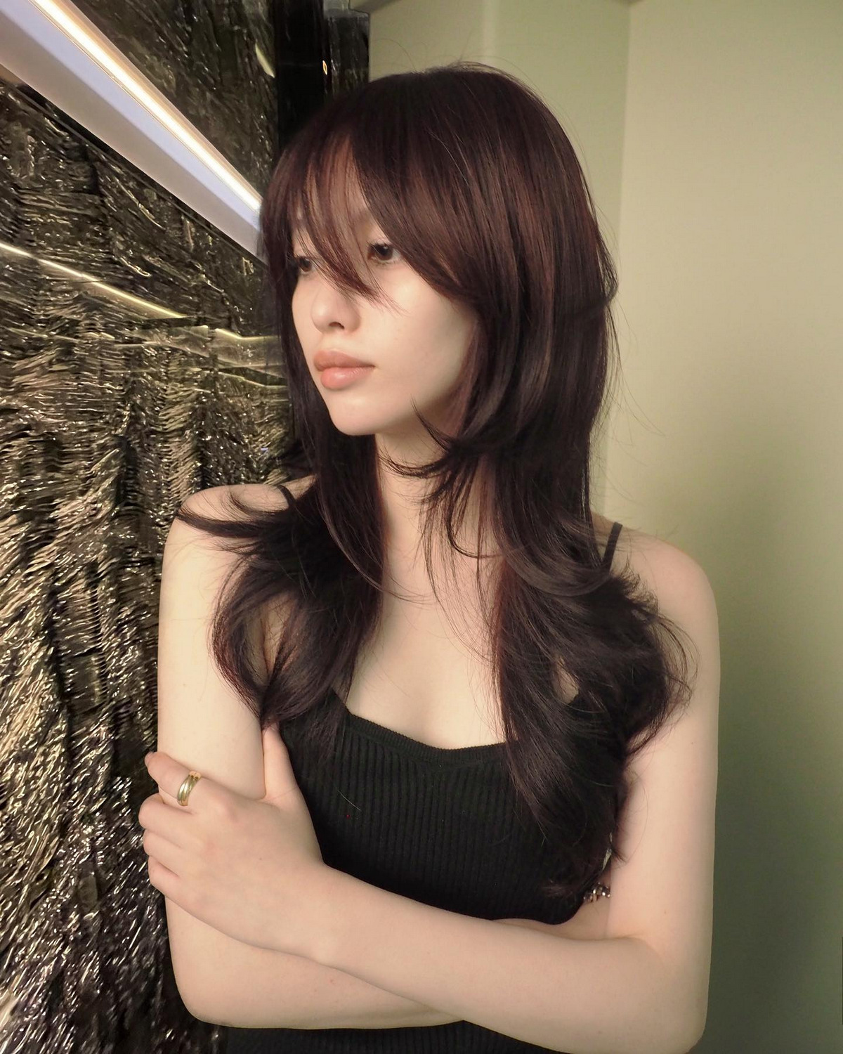 Layer A Long Bob And Blow Out With Wispy Bangs