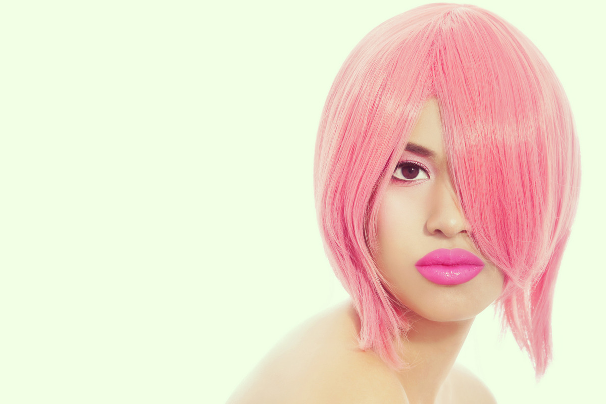 Pink Straight Bob Hair