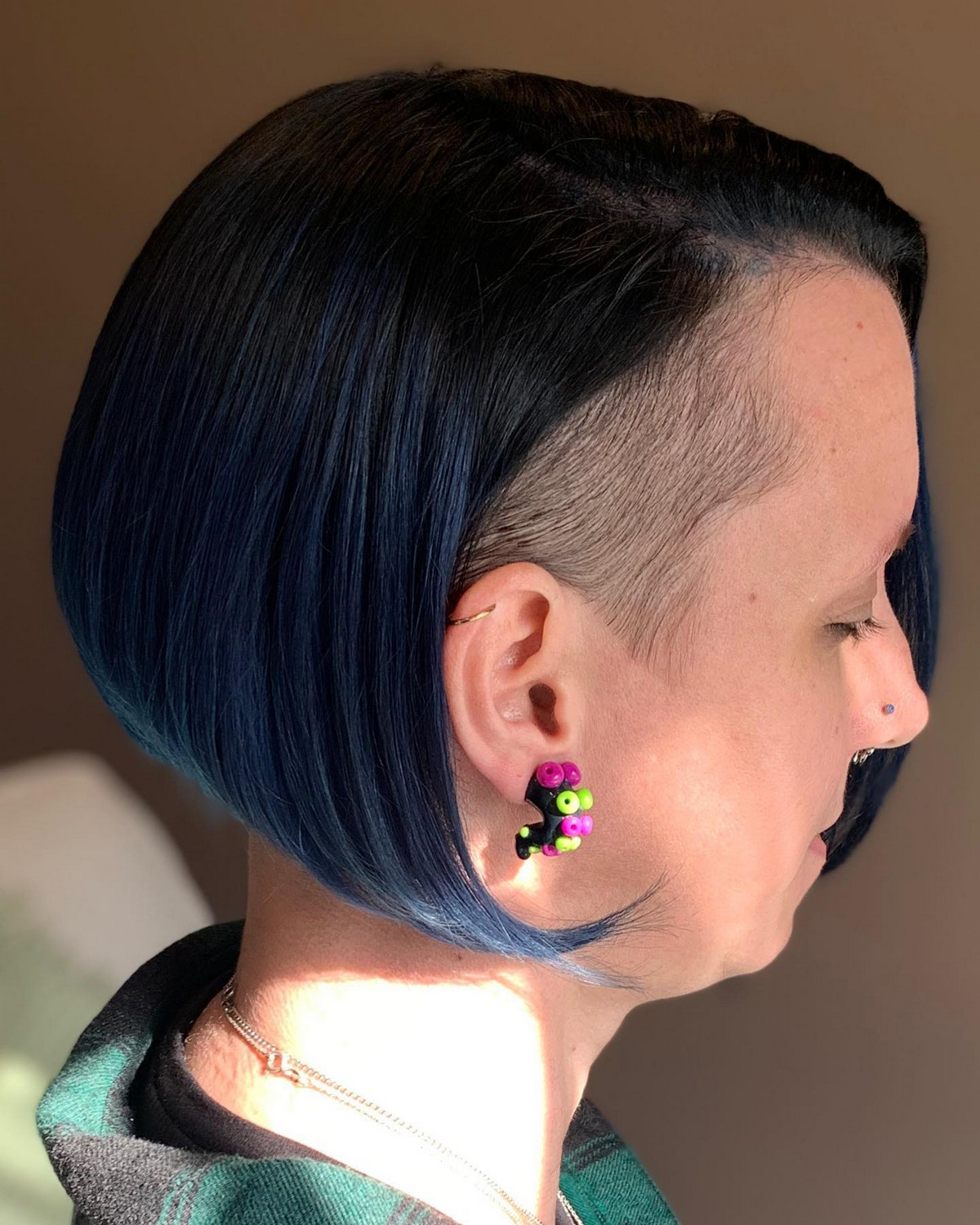 Blue Bob With Low Fade