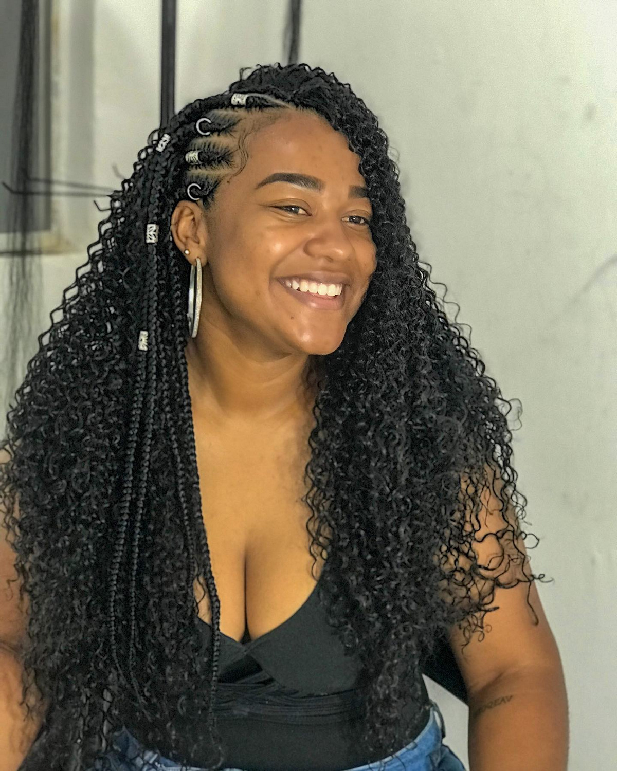 Goddess Braids with Curls to the Back