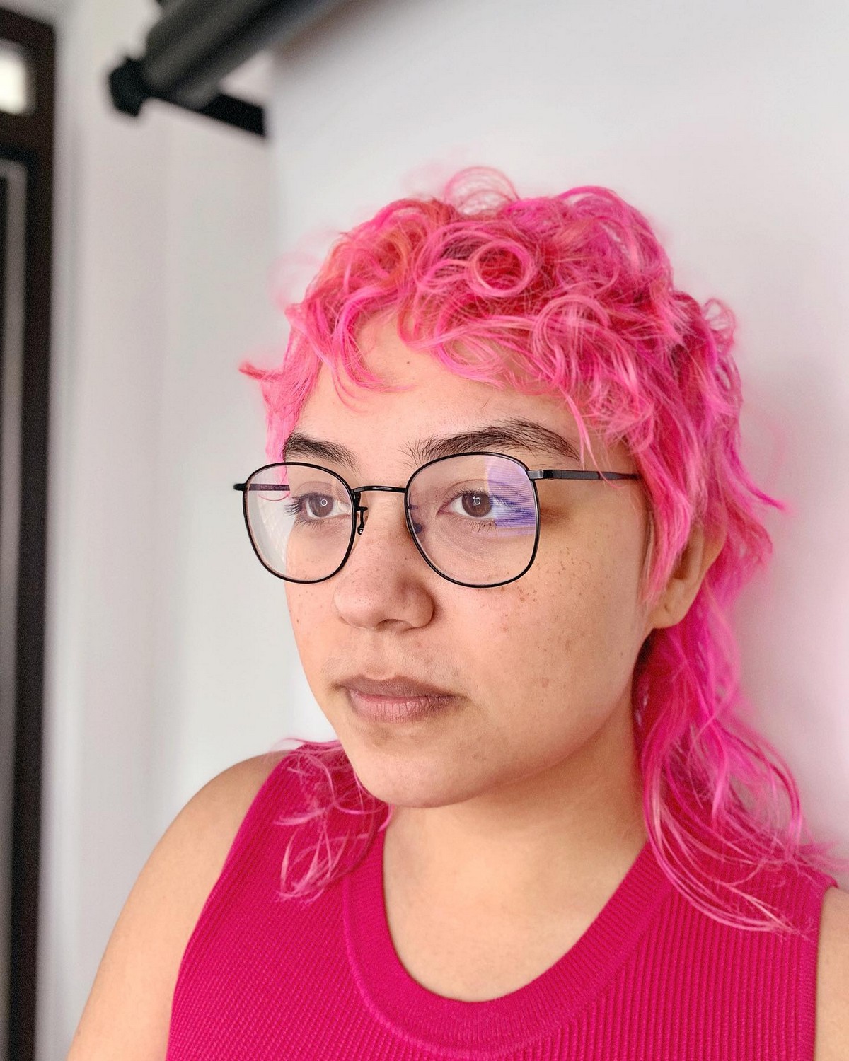 Pink Curly Mullet