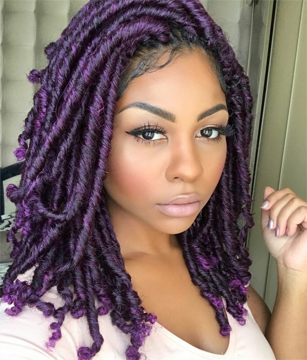 Shoulder Length Ultraviolet Faux Locs