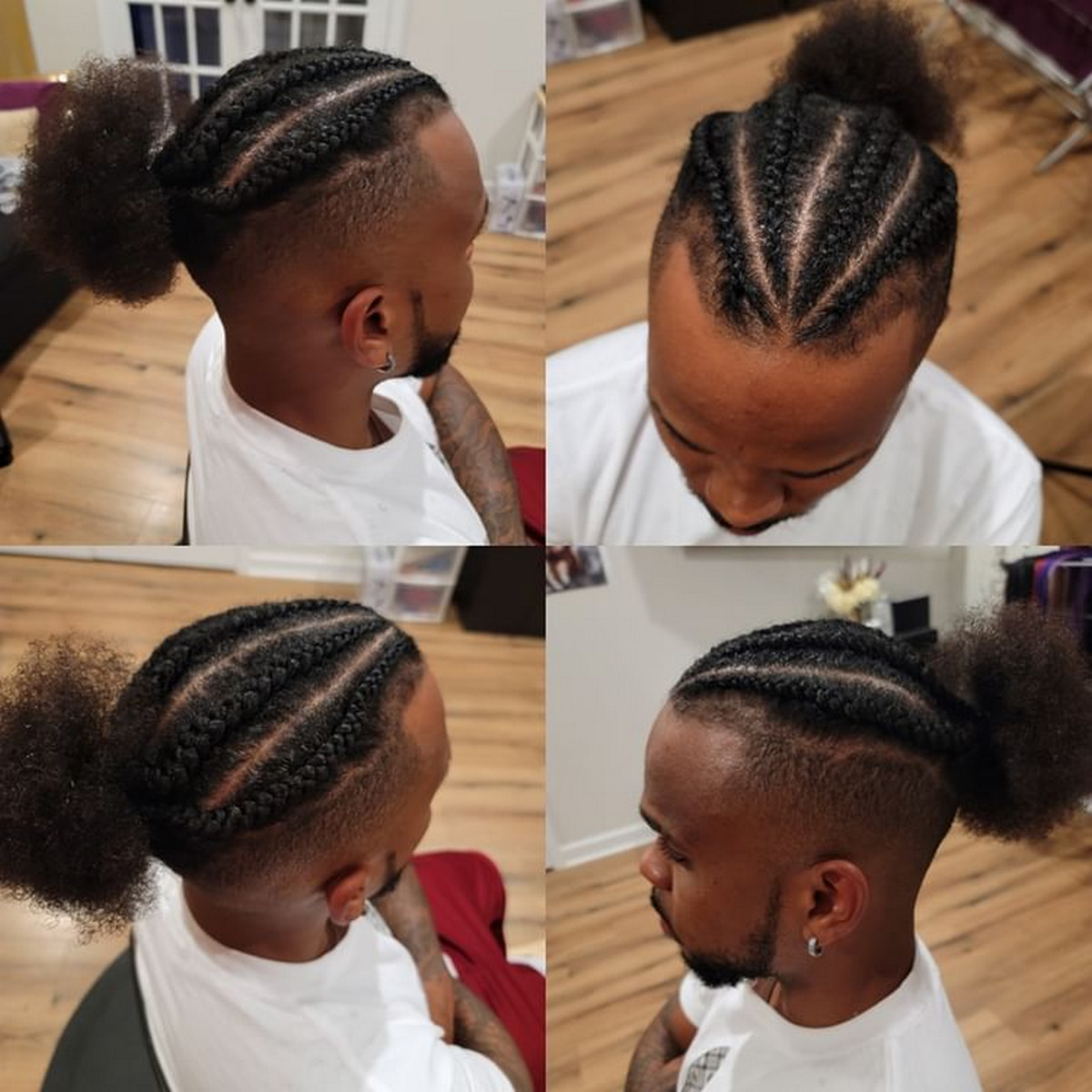 Cornrow Braid With Puff Man Bun