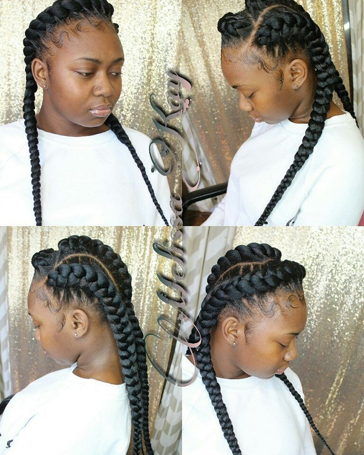 Goddess Braids in Classic French Braids