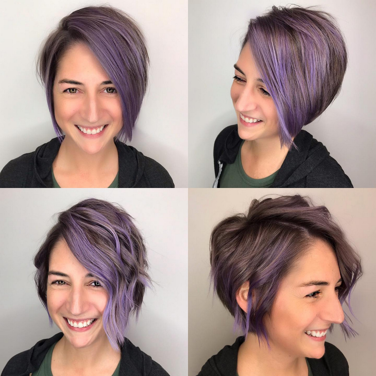 Highlight Lavender Straight Bob With Side Bangs