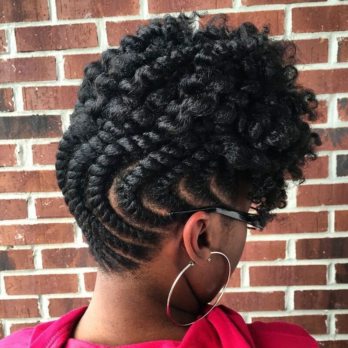 Inverted Flat Twist Updo With Curly Top